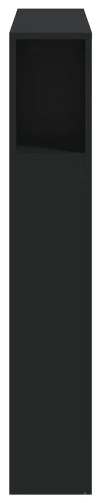 Cabeceira cama c/ LEDs 100x18,5x103,5 cm deriv. madeira preto