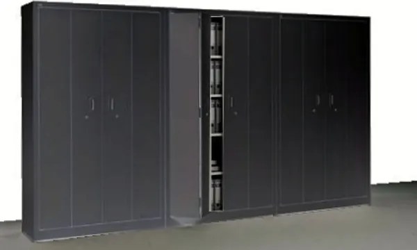 Armários de Escritório Contabilidade 1950x1000x420 Portas em Fole Preto