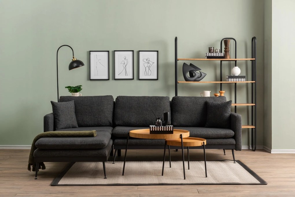 Sofá de Canto Reya – Cinzento Escuro – 245x85 cm