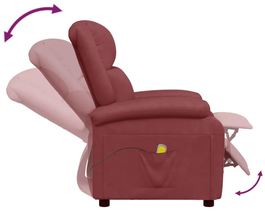 Cadeira de massagens couro artificial vermelho tinto