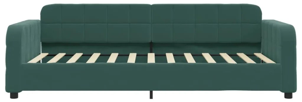 Sofá-cama c/ gavetão e gavetas 90x200 cm veludo verde-escuro