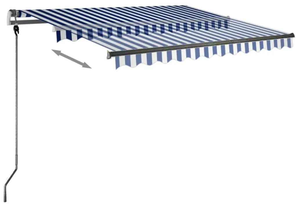 Toldo retrátil manual independente 350x250 cm azul e branco