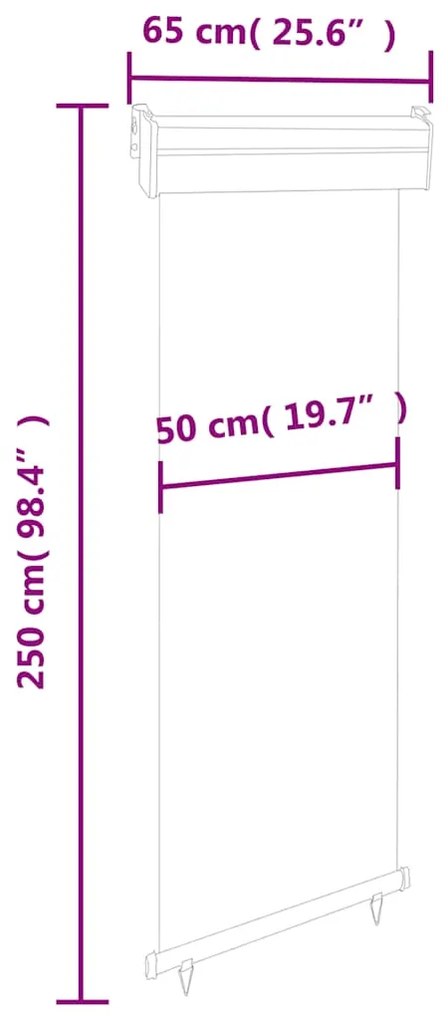 Toldo lateral para varanda 60x250 cm castanho