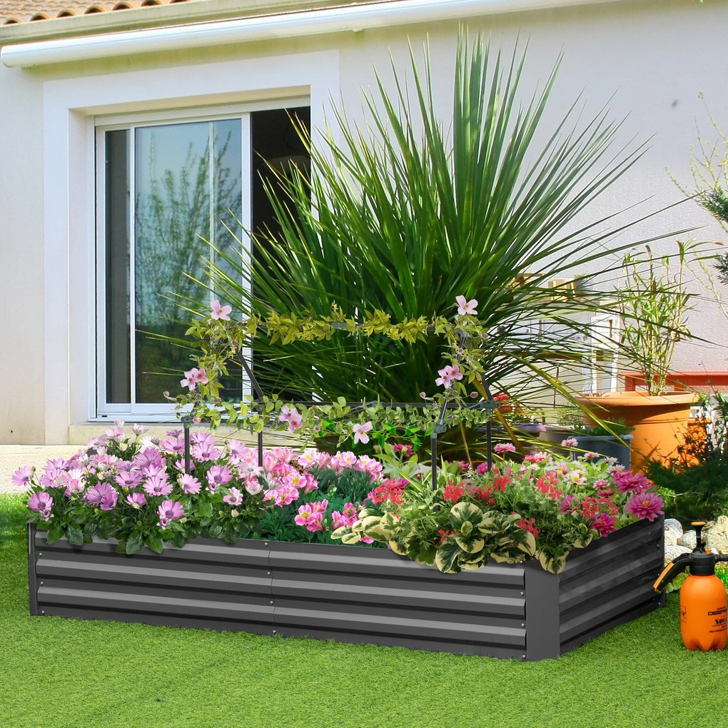 Floreira retangular de metal com suportes para tomates e plantas trepadeiras, 180 x 90 x 29,5 cm