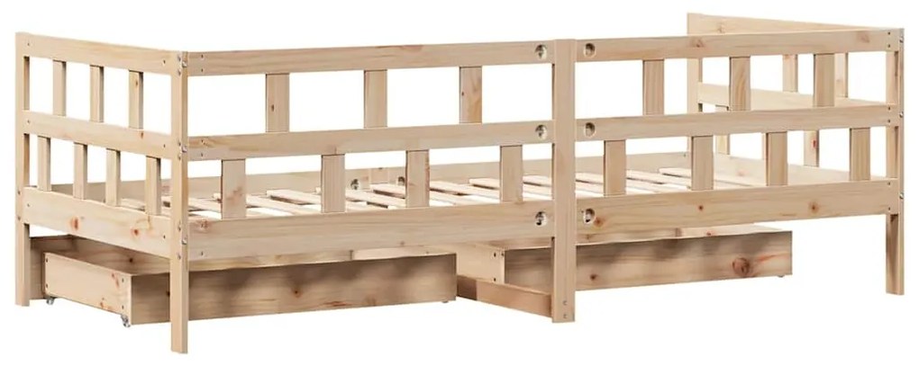 Sofá-cama com gavetas 90x190 cm madeira de pinho maciça