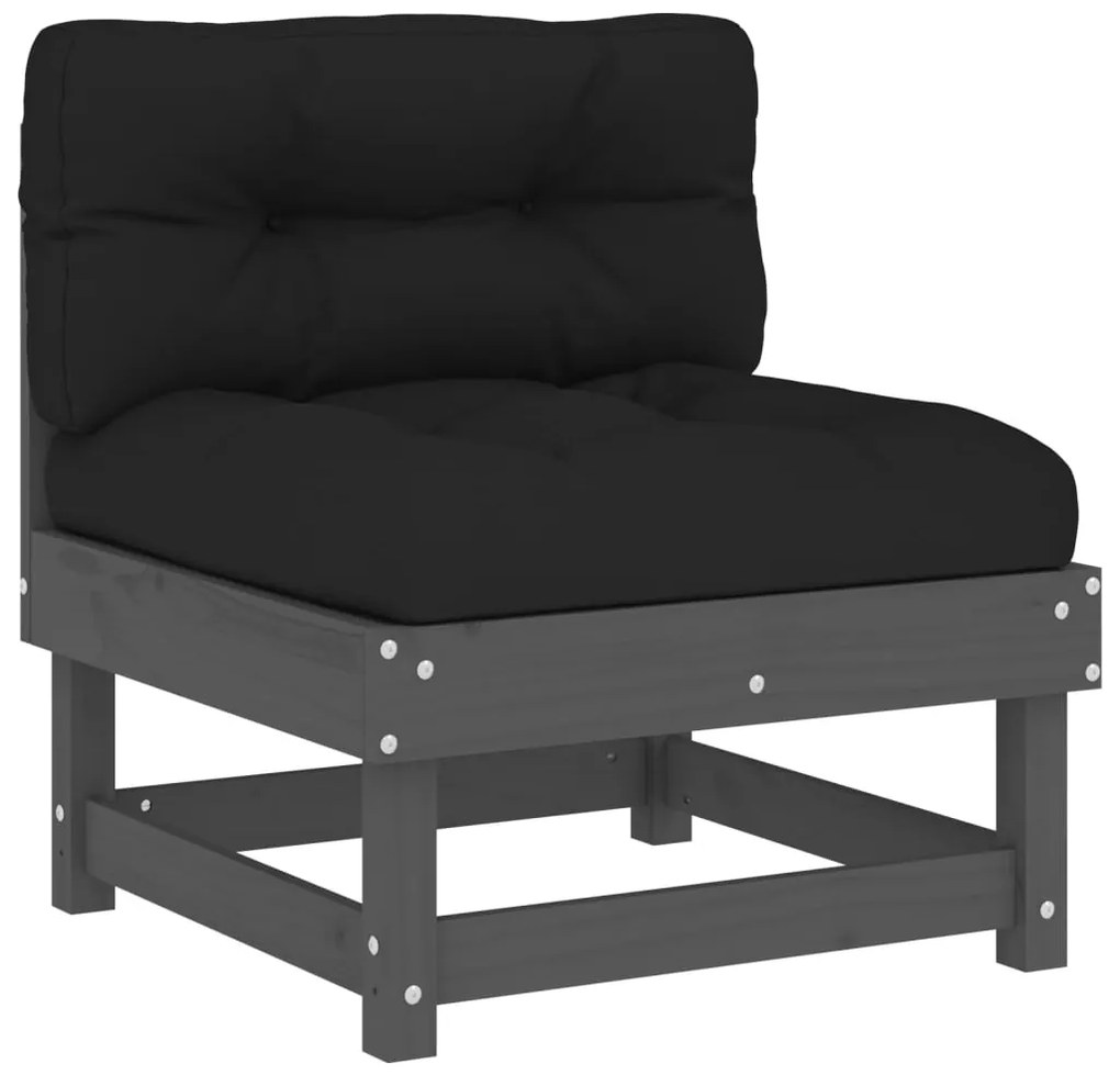 5pcs conjunto lounge jardim com almofadões madeira maciça cinza