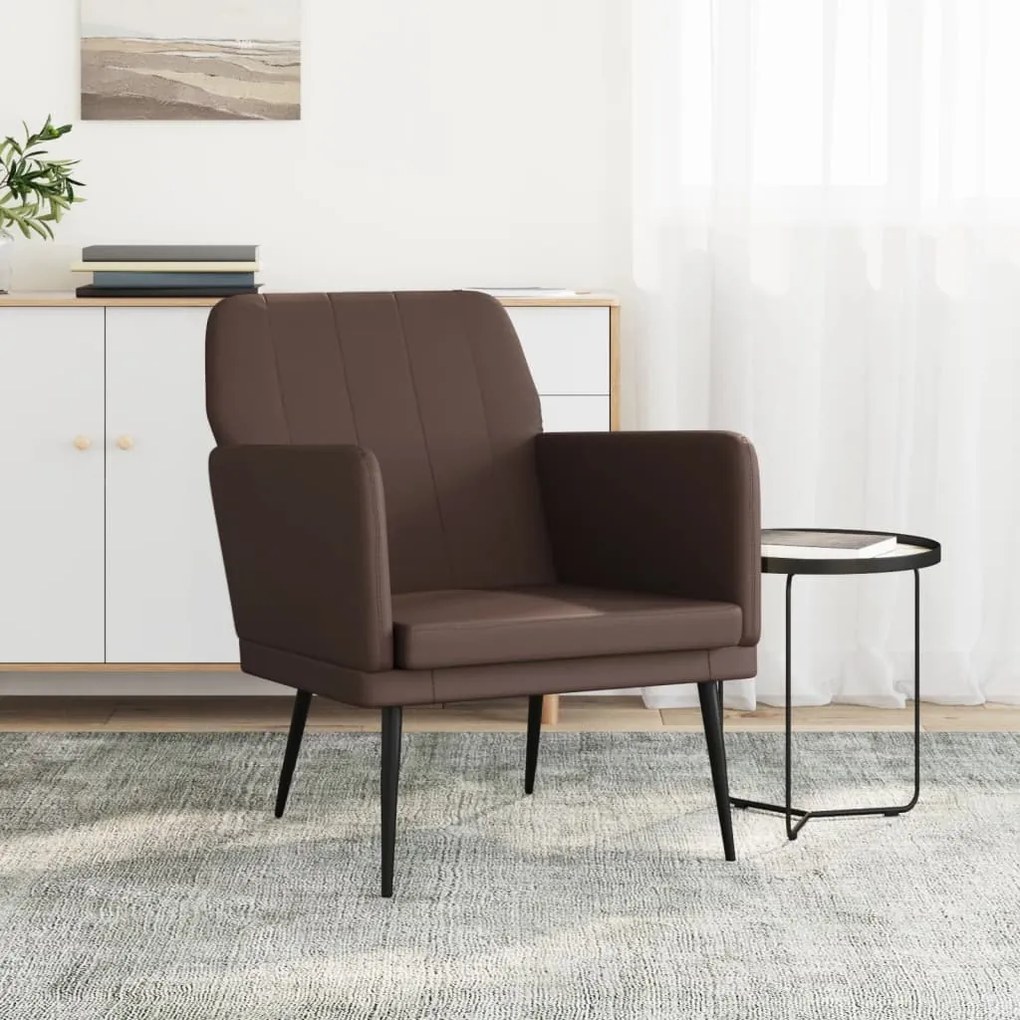 vidaXL Cadeira c/ apoio de braços 61x78x80cm couro artificial castanho
