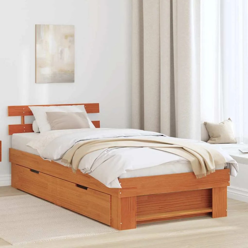 vidaXL Estrutura da Cama Castanho-mel 80 x 200 cm Madeira de Pinheiro