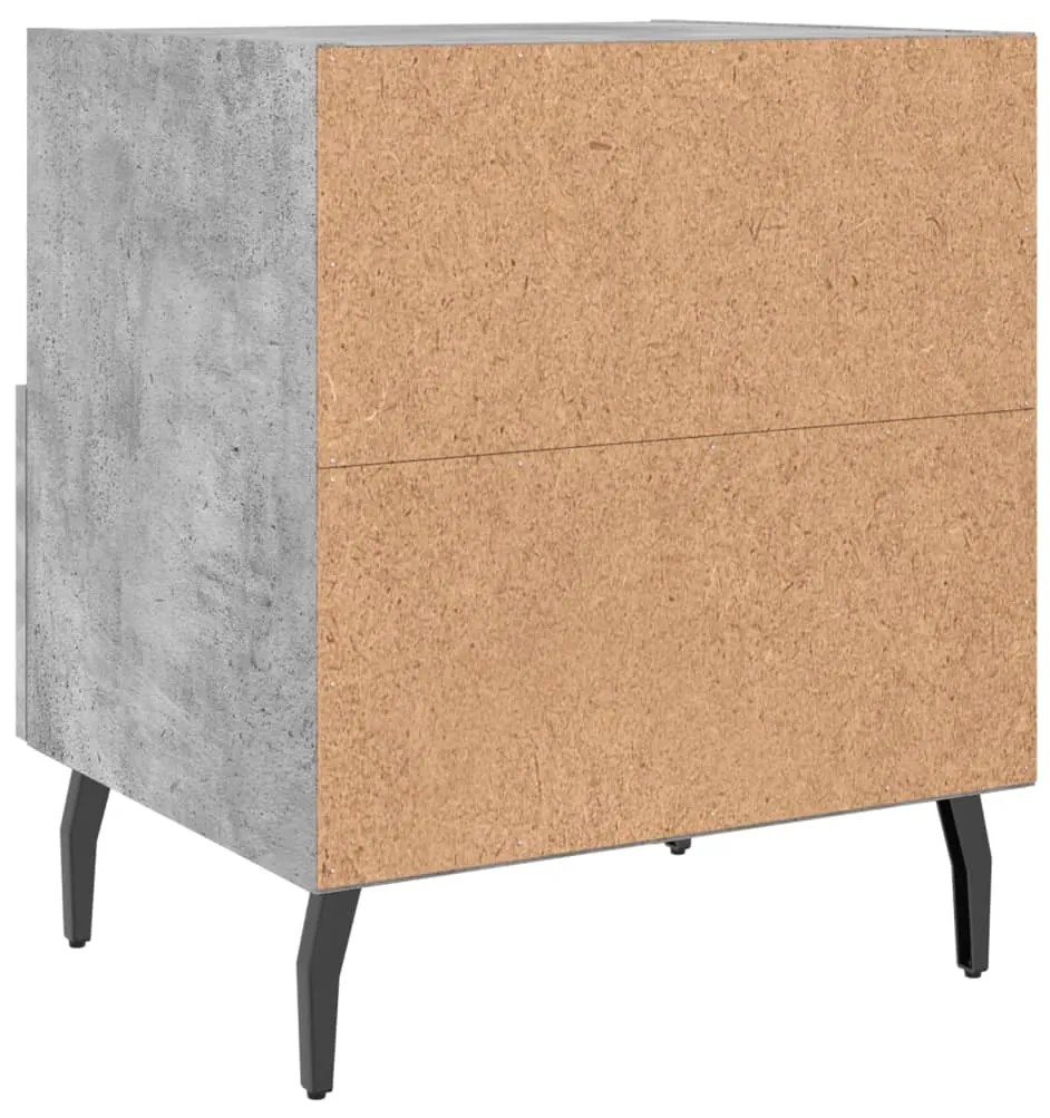 Mesas de cabeceira 2pcs derivados de madeira cinza cimento