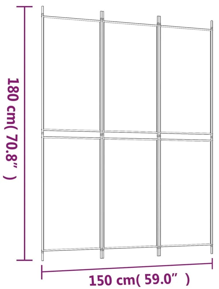 Biombo Targ com 3 Painéis em Tecido Preto - 150x200 cm - Design Modern