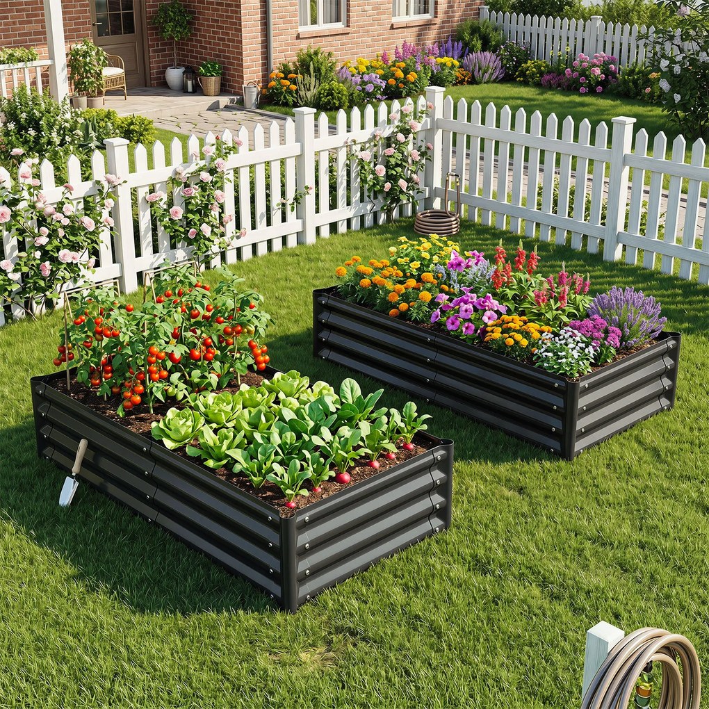 Cama de Jardim Elevada, 123 x 64 x 29 cm, Base Aberta, Cinzento-escuro