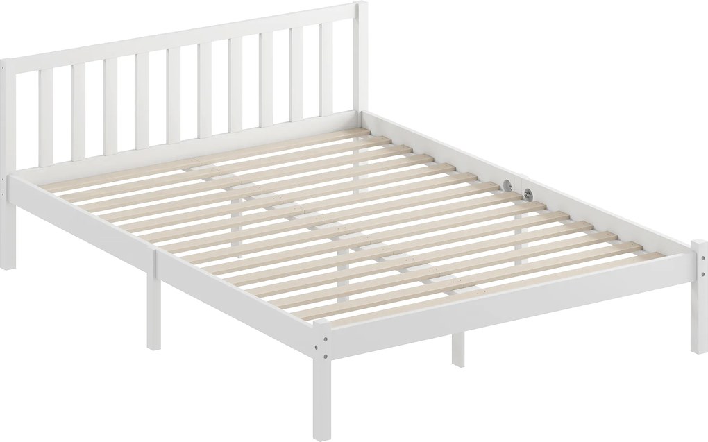 HOMCOM Estrutura de cama em madeira maciça 140x190 cm cama de solteiro com cabeceira e estrado de ripas robusto para crianças e adultos | Aosom Portugal