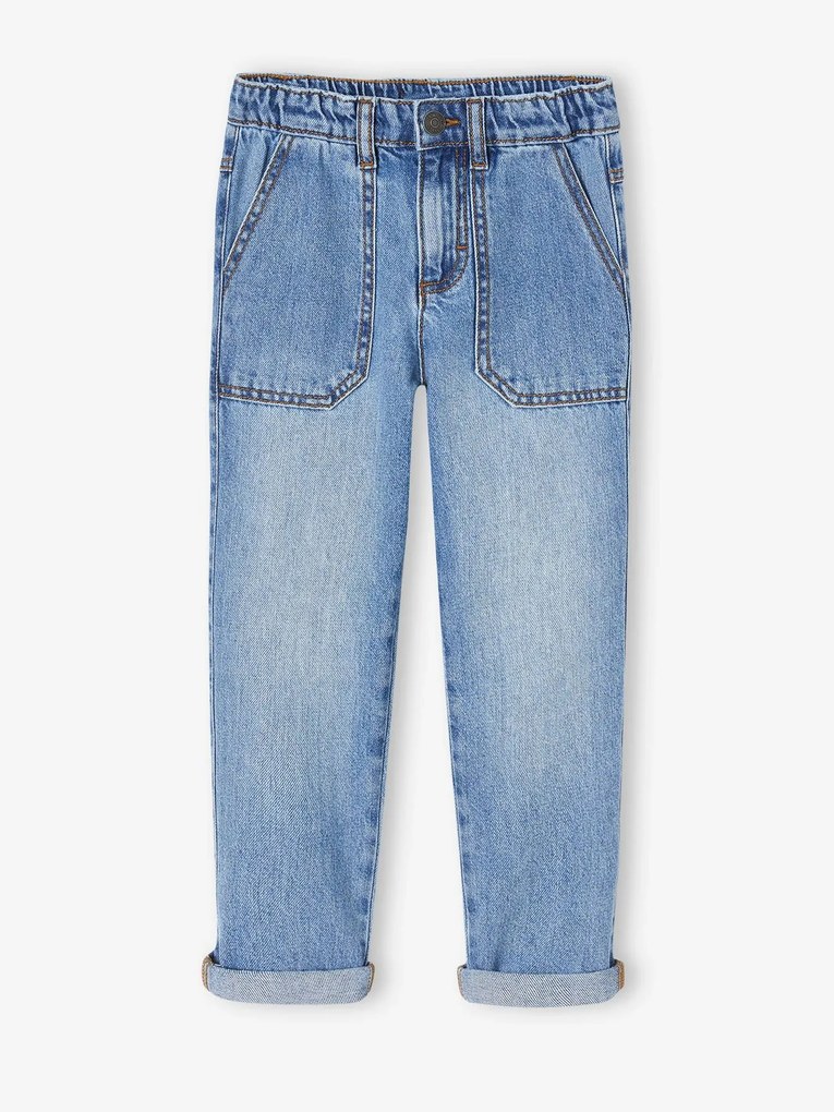 Jeans largos, bolsos à carpinteiro, para menino stone