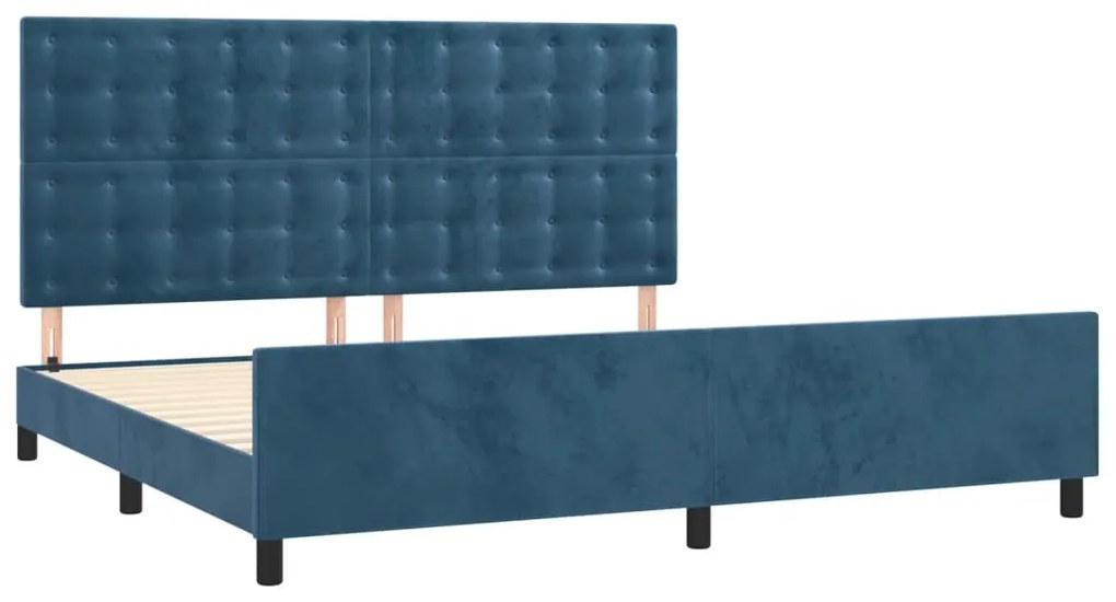 Estrutura de cama sem colchão 200x200 cm veludo azul-escuro