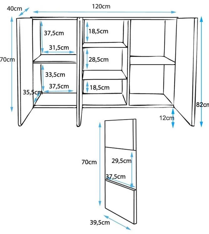 Aparador Clash de 120cm com Luzes LED e Pernas em Aluminio - Branco/Ca