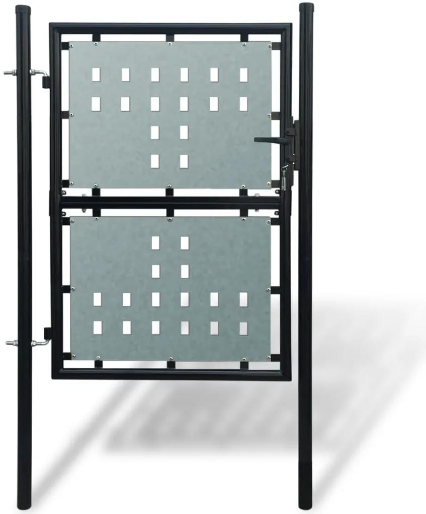 Portão de cerca único, preto 100 x 250 cm
