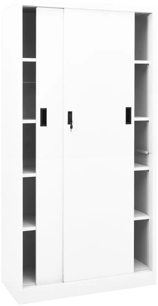Armário escritório c/ porta deslizante 90x40x180 cm aço branco