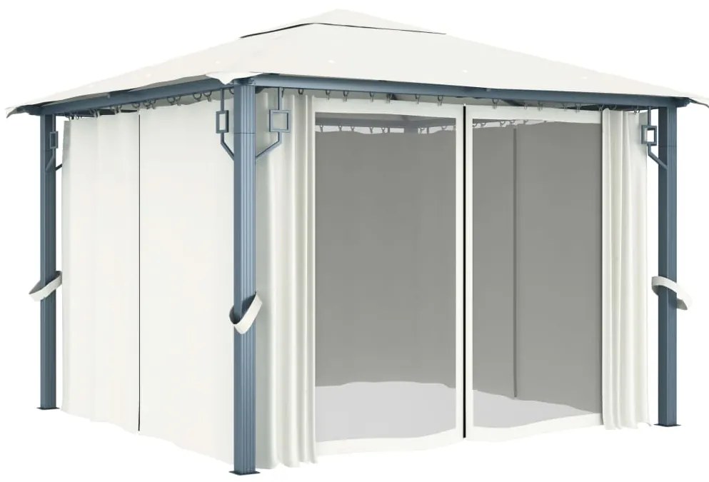 Gazebo com cortina 300x300 cm alumínio creme