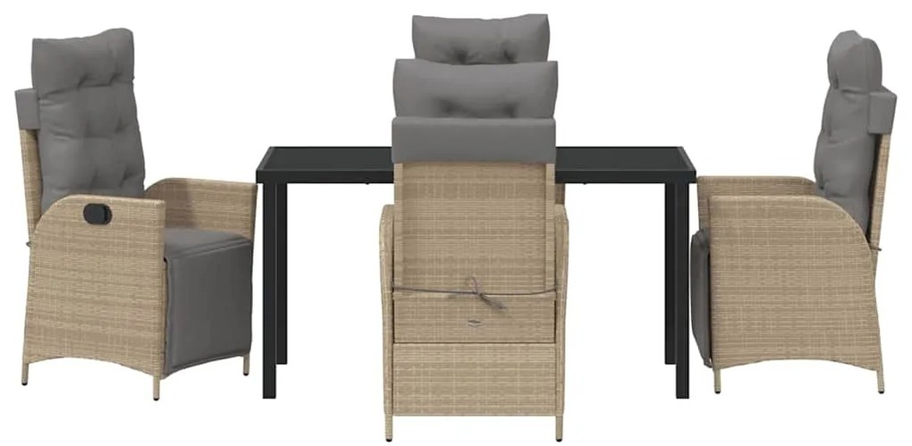Conjunto de Jantar para Jardim com 5 Peças - Rattan Poliéster Bege