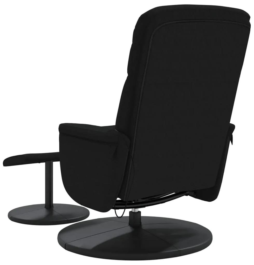 Cadeira de massagens reclinável com apoio de pés veludo preto