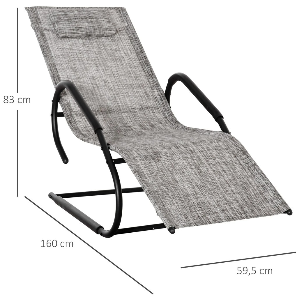Espreguiçadeira de Jardim Ergonómica com Apoio para a Cabeça e Apoio p