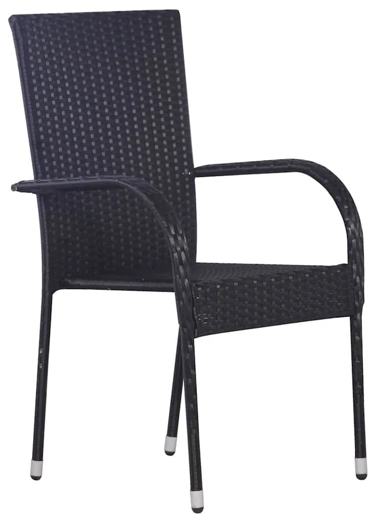 Conjunto de Jantar para Jardim 5 pcs Preto Rattan de PE