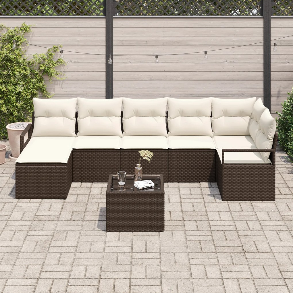 Conjunto de Sofá de Jardim vidaXL 7 Peças com Almofadas em Cinza Ratta