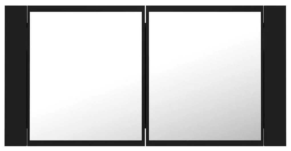 Armário espelhado casa de banho LED 90x12x45 cm acrílico preto