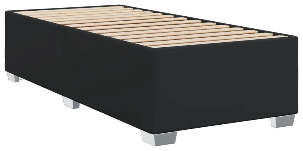 Cama box spring com colchão solteiro couro artificial preto