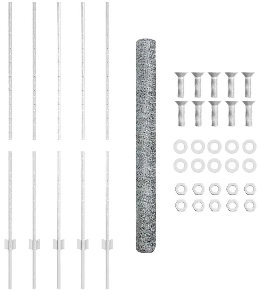 Postes de Cerca vidaXL 10 pcs U-Channel 140 cm Aço Galvanizado