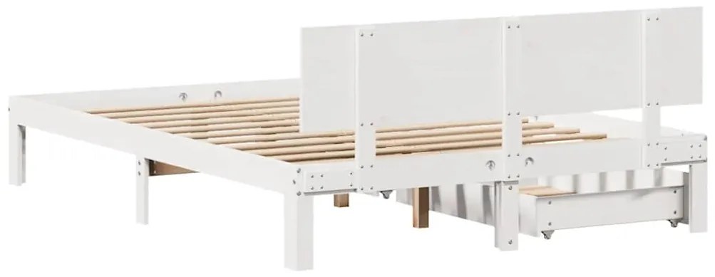Estrutura de cama c/ gavetas 140x200 cm pinho maciço branco