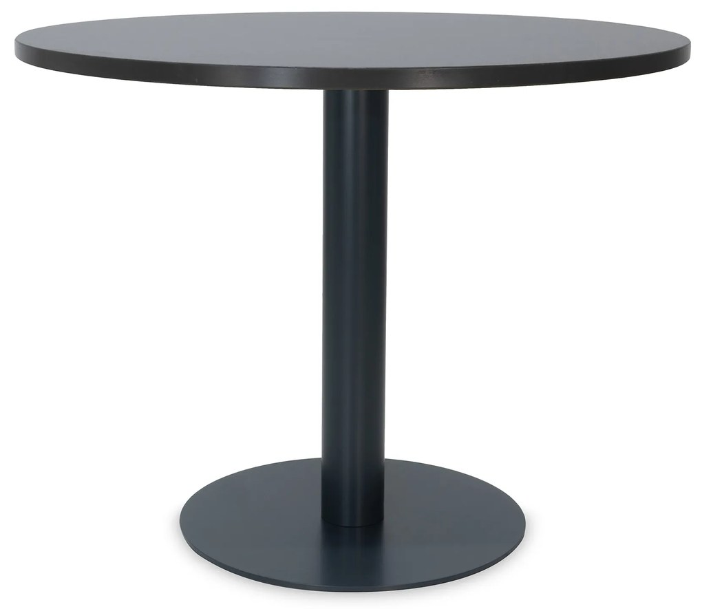 Mesa de Reunião Redonda 1000x750 mm – Tampo Preto em Melamina, Estrutura Antracite