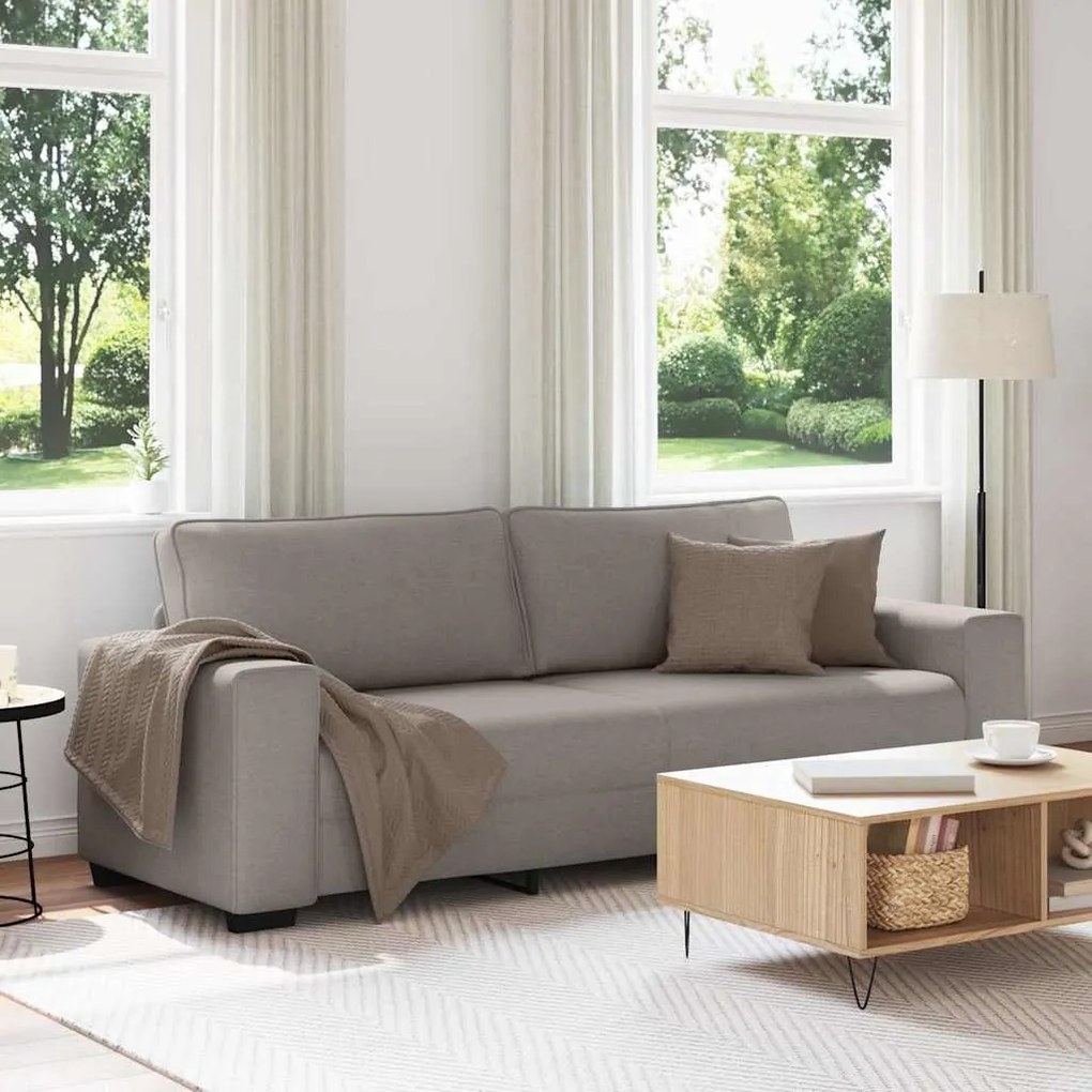 vidaXL Sofá de 3 lugares tecido 180 cm cinzento-acastanhado