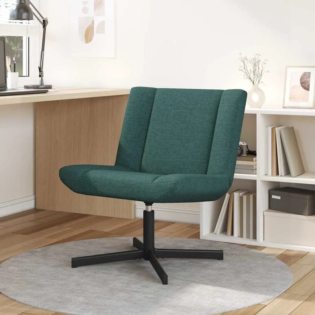 vidaXL Cadeira giratória Verde-escuro 63 x 75 x 76 cm tecido