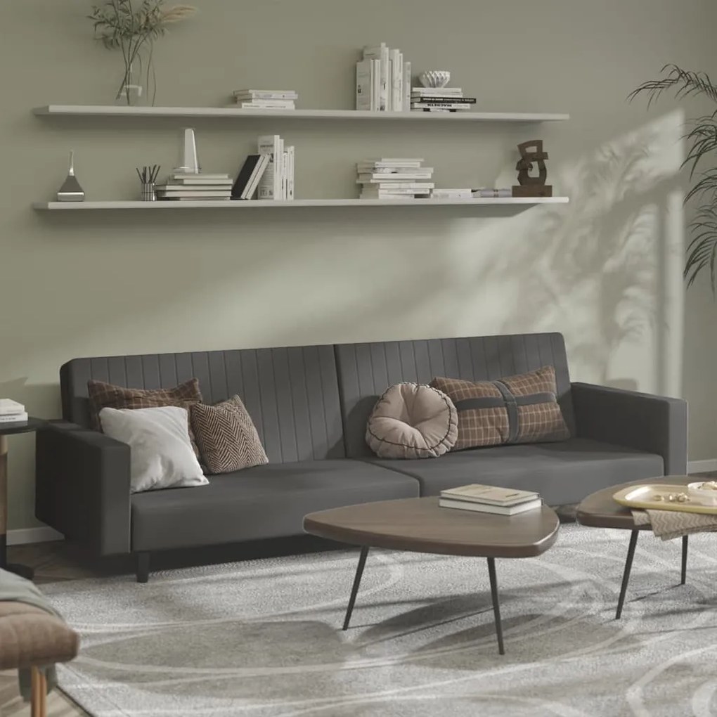 vidaXL Sofá-cama de 2 lugares veludo cinzento-escuro