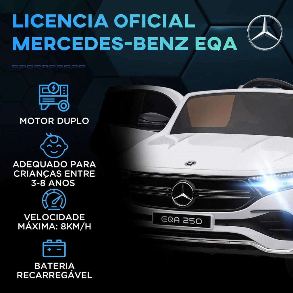 HOMCOM Carro Elétrico para Crianças Mercedes-Benz EQA Carro a Bateria