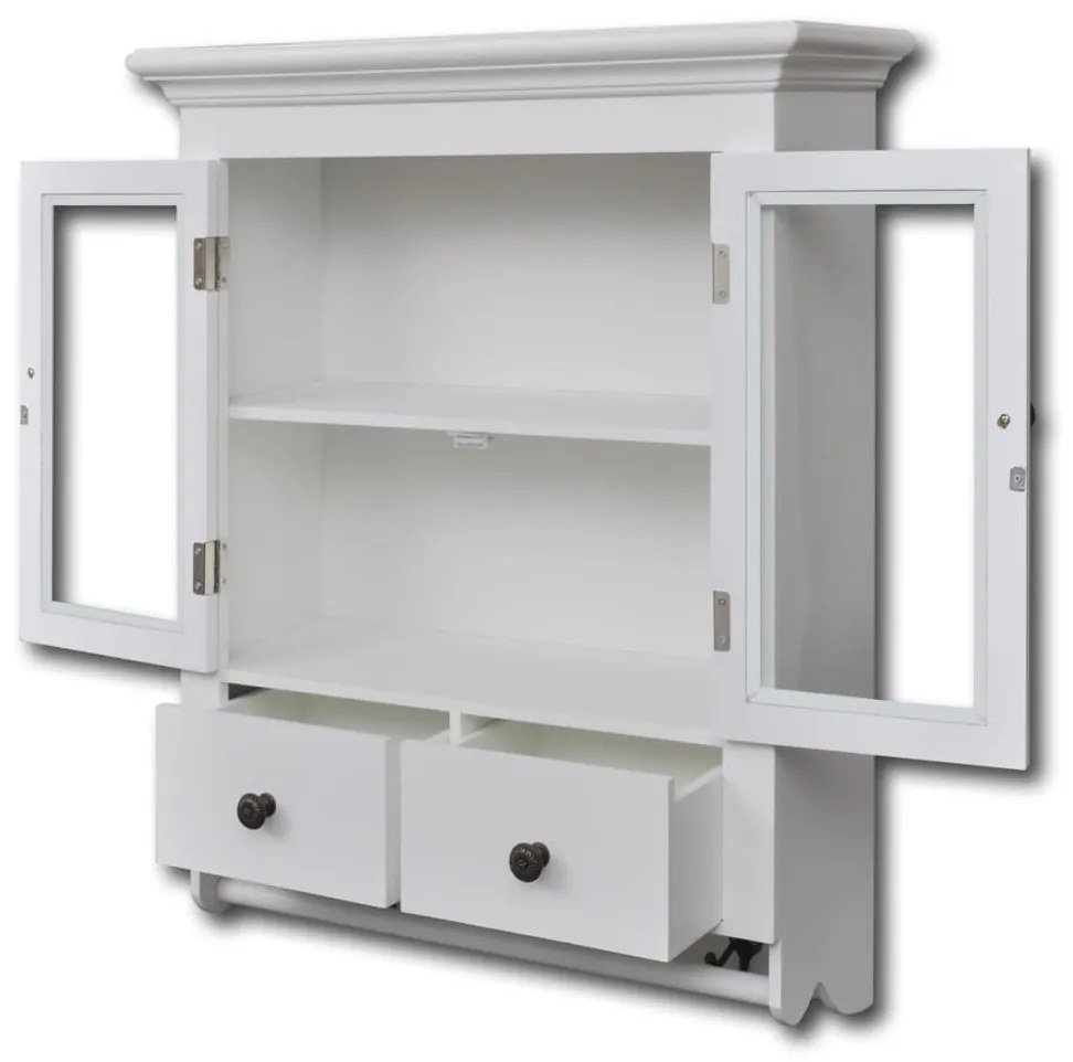 Armário de parede para cozinha com porta de vidro branco