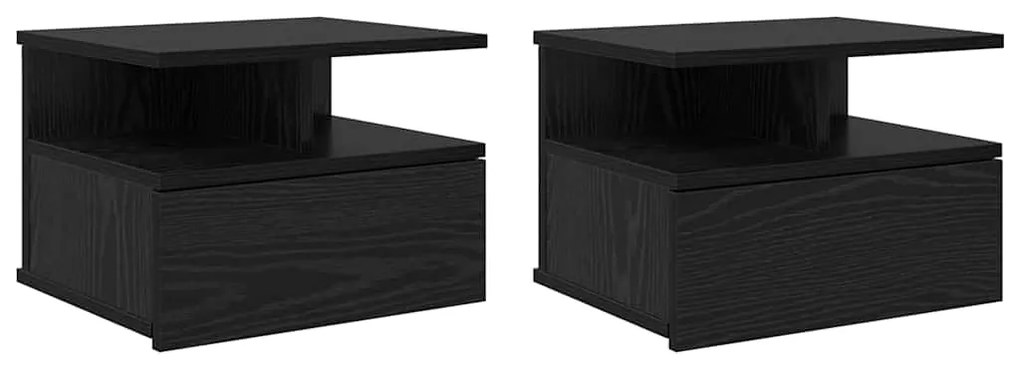 Mesas de Cabeceira Flutuantes 2 pcs Carvalho Preto 40x31x27 cm Madeira