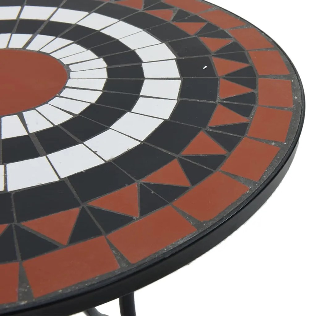 Conjunto de bistrô mosaico ferro e cerâmica terracota e branco