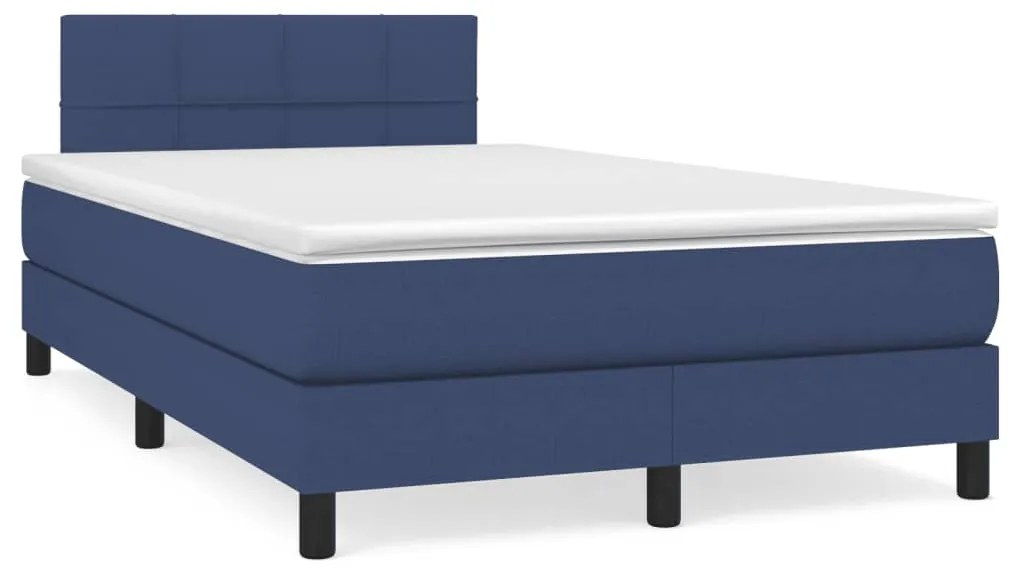 vidaXL Cama boxspring com colchão 120x190 cm tecido azul