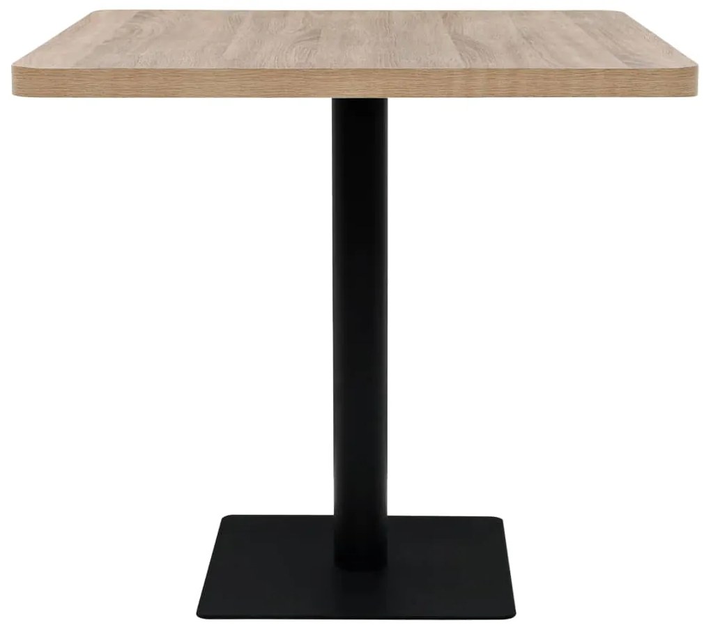 Mesa bistrô em MDF e aço quadrada 80x80x75 cm cor de carvalho