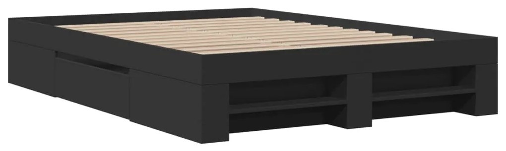 Estrutura de cama 140x190 cm derivados de madeira preto