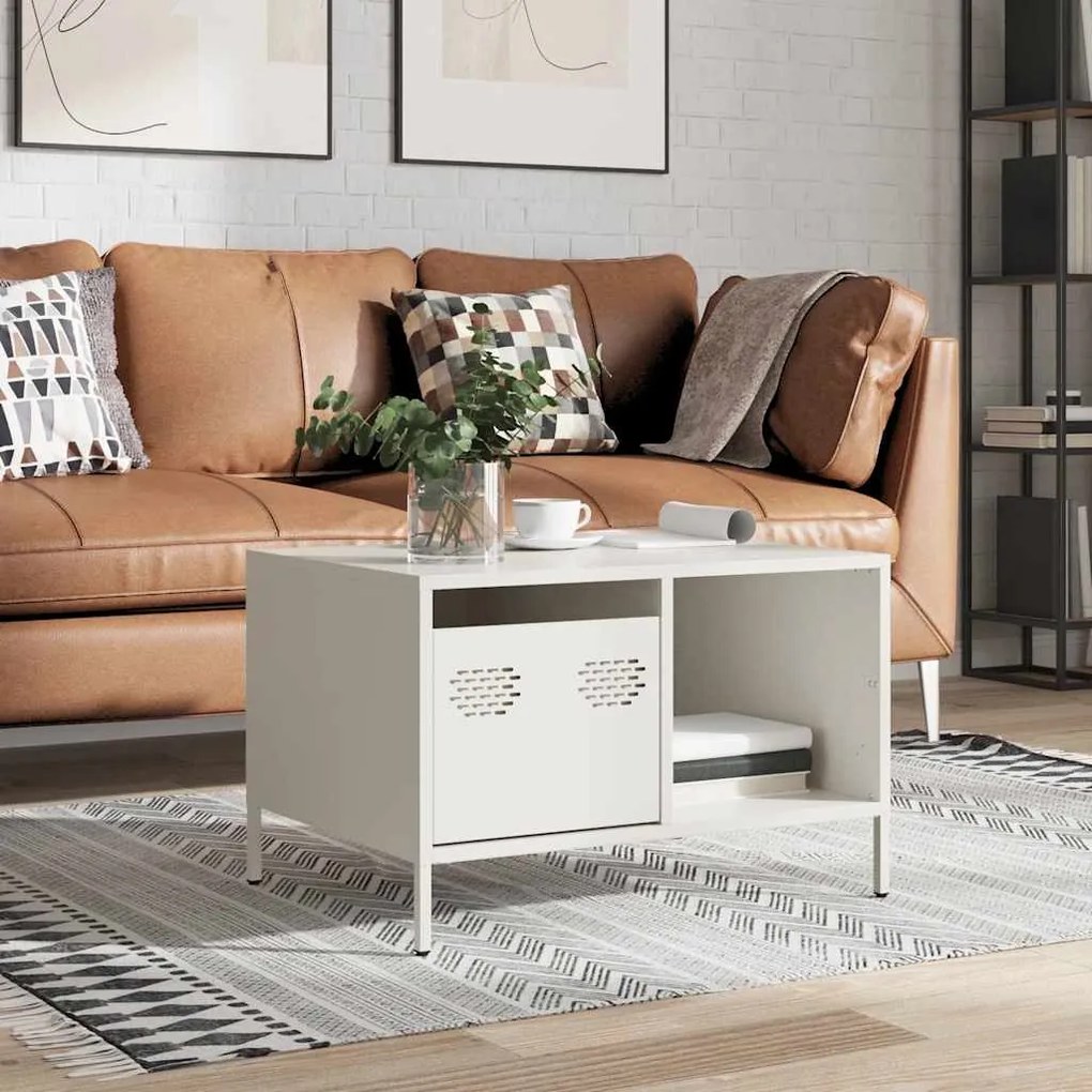 Mesa de centro 68,5x50x43,5 cm aço laminado a frio branco