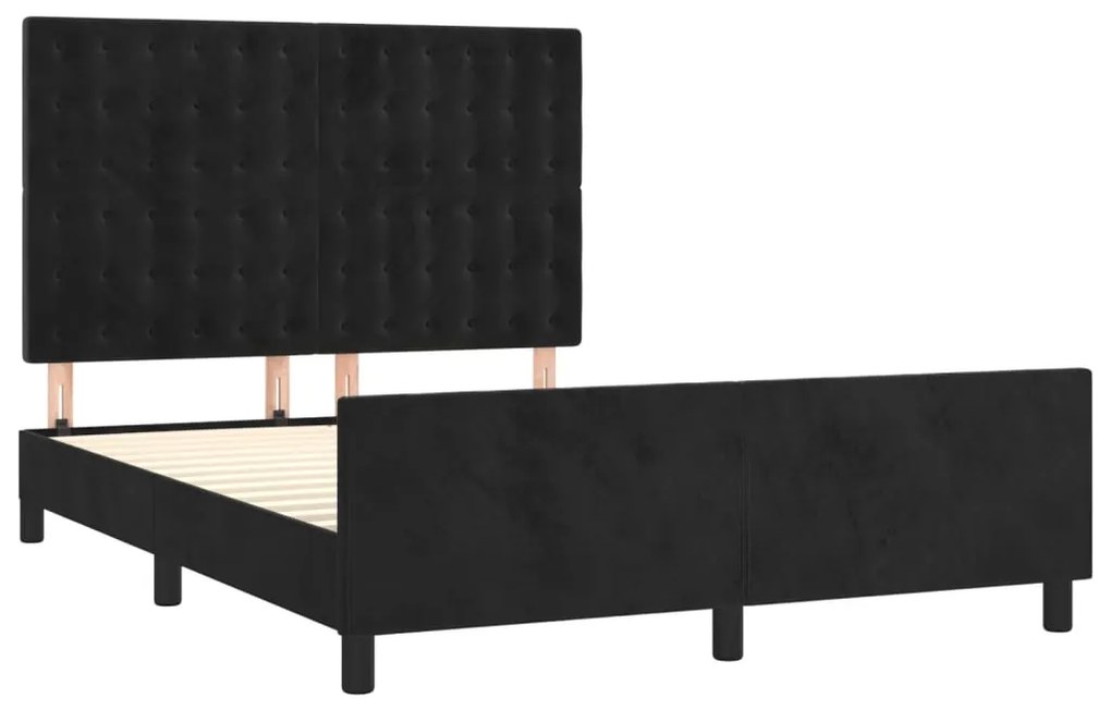 Estrutura de cama c/ cabeceira 140x200 cm veludo preto