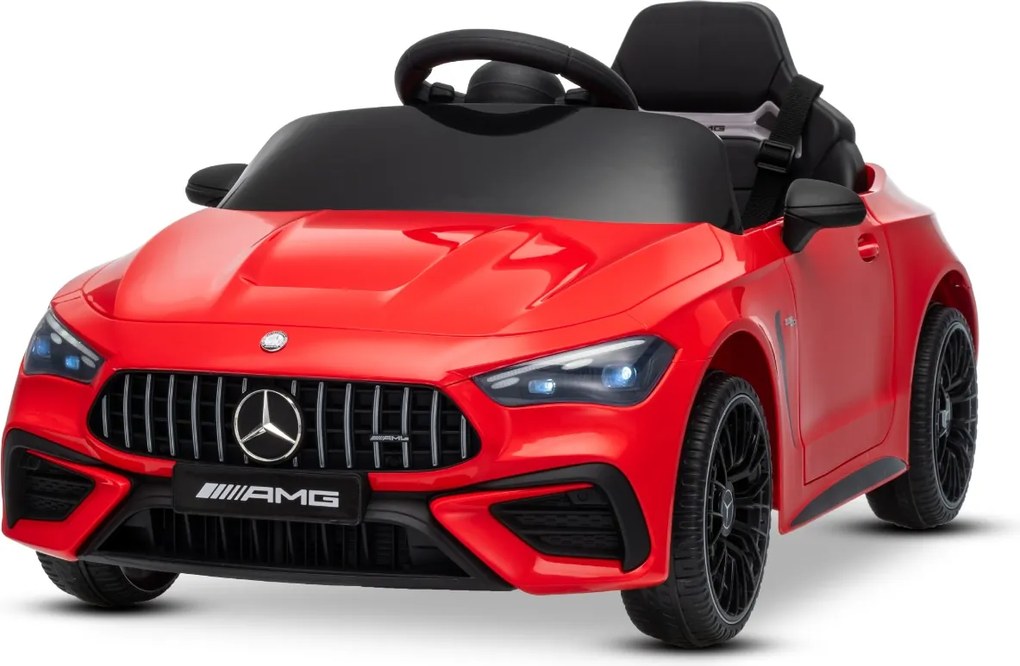 Carro elétrico para crianças Mercedes CLE 12V bateria de lítio, luzes LED, comando remoto de 2,4 GHz, ligação Bluetooth, licença ORIGINAL Vermelho