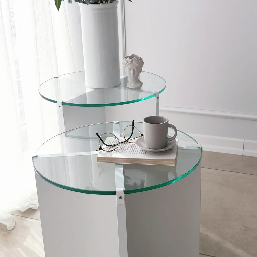 Mesas de Aninhamento Lily – Branco – Diâmetro: 40 cm, Altura: 45 cm/50