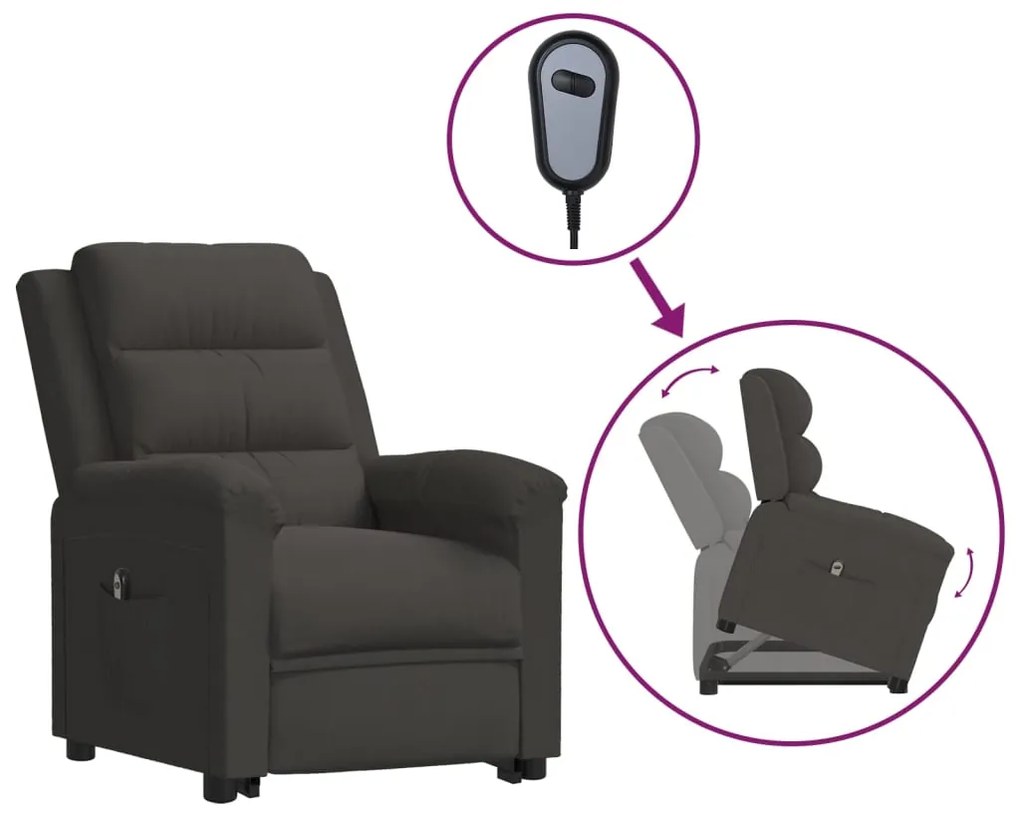 vidaXL Poltrona elevatória veludo cinzento-escuro