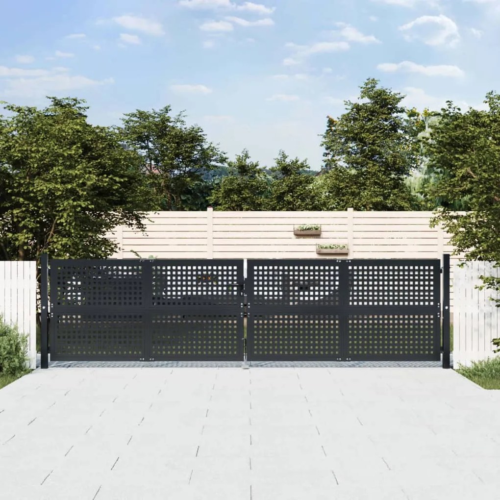 vidaXL Portão de jardim 400x150 cm aço antracite