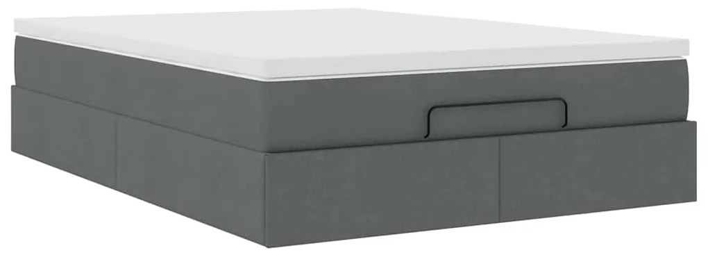 Estrutura de cama otomana com colchão 140x190cm cinzento escuro