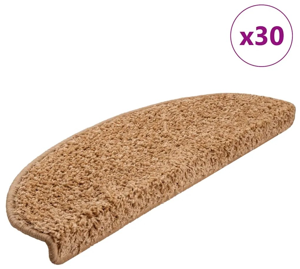 Tapetes de escada 30 pcs 65x21x4 cm bege